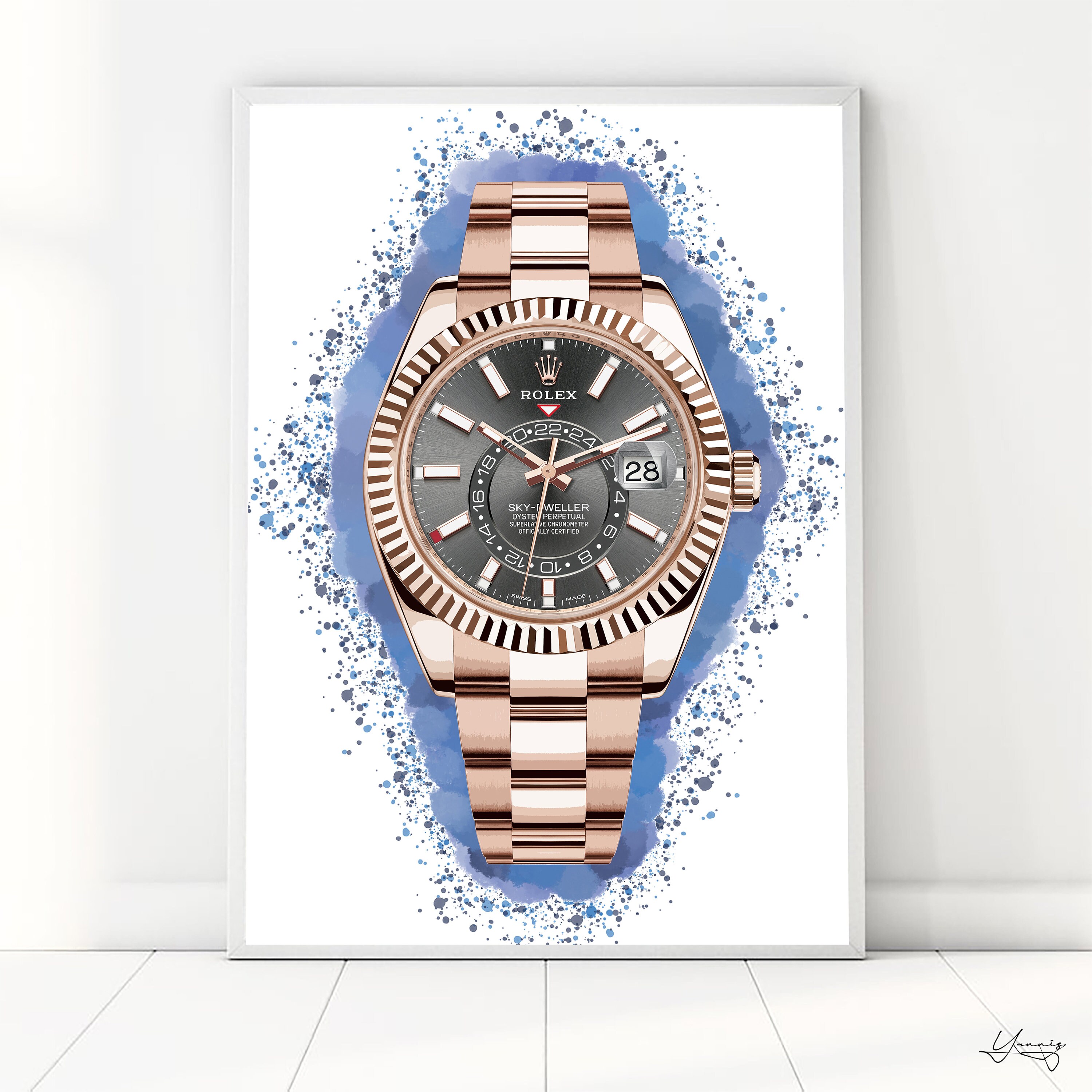 Rolex SKyDweller Hand Painted Wall Art Print Poster Etsy