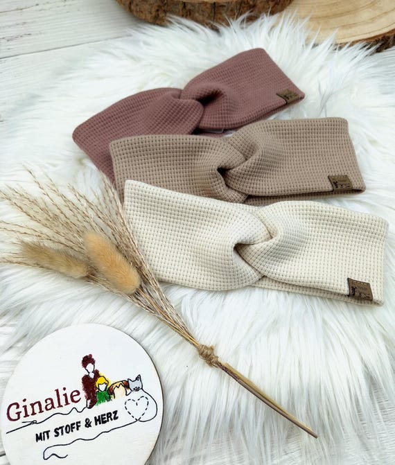 Handmade Stirnband aus Waffeljersey • Knotenstirnband für Baby, Kind & Erwachsene • Haar Accessoires Mädchen • Neugeborenen Kleidung Neutral