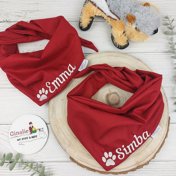Personalisierte Hundehalstücher mit Namen & Pfote - Einzigartige Hundemode - Wendehalstuch aus Baumwolle ein schöner Hingucker! Ginalie