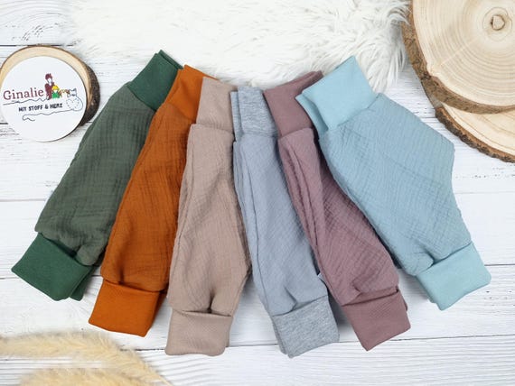 Musselin Hose für Babys & Kinder • Mitwachshose mit Bündchen • Sommerhose Baby • Bequeme Babykleidung • Luftige Kleidung