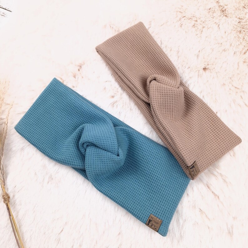 Handmade waffle jersey headband • Knotted headband for babies, children & adults • Hair accessories for girls • Newborn clothing, neutral image 7