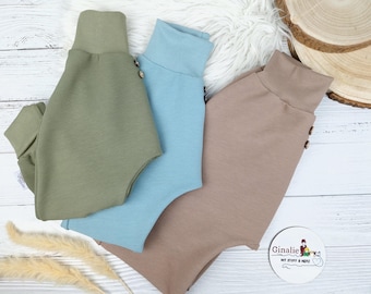 Pantaloni harem in jersey a coste ottomane • Pantaloni che crescono con me per neonati e bambini • Cuciti a mano e comodi • Joggers colorati