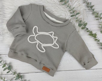 Schildkröten Pullover mit niedlicher Kordelapplikationen für Babys & Kinder - Kleinkind Kleidung - Sweater Baby Geburtstagsoutfit | Ginalie