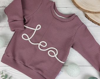 Personalisierter Pullover für Baby und Kinder aus Waffeljersey - Pullover mit Kordel - Individuell gestaltet, weiche Qualität zum Verlieben!
