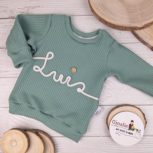 Namenssweater - Handgemachte personalisierte Pullover für Babys und Kinder – Pullover mit Name aus Kordel - kuschelig & unglaublich weich!