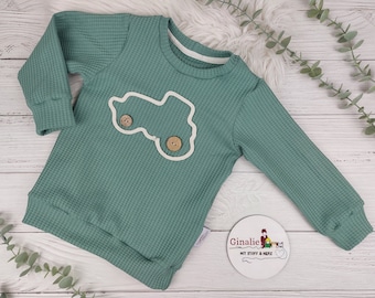 Traktor Pullover aus Waffeljersey + Kordel für Babys & Kinder – Bequeme Kinderkleidung - Individuell gestaltet - Atmungsaktive Babykleidung