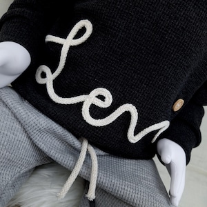 Personalized sweater for babies and children made of waffle jersey! Sweater with cord appliqué - Gift idea for a newborn - Cute children&#39;s fashion