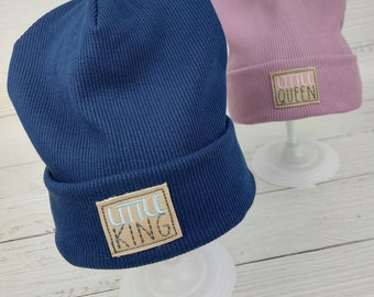 Trendige Hipster Beanie für Jeden - Wählbare Patches - Rippjersey Mütze für Baby, Kinder & Erwachsene - Partnerlook - Accessoires | Ginalie