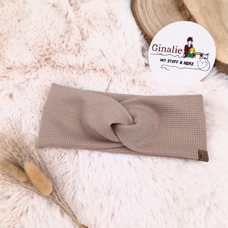 Handmade waffle jersey headband • Knotted headband for babies, children & adults • Hair accessories for girls • Newborn clothing, neutral image 10