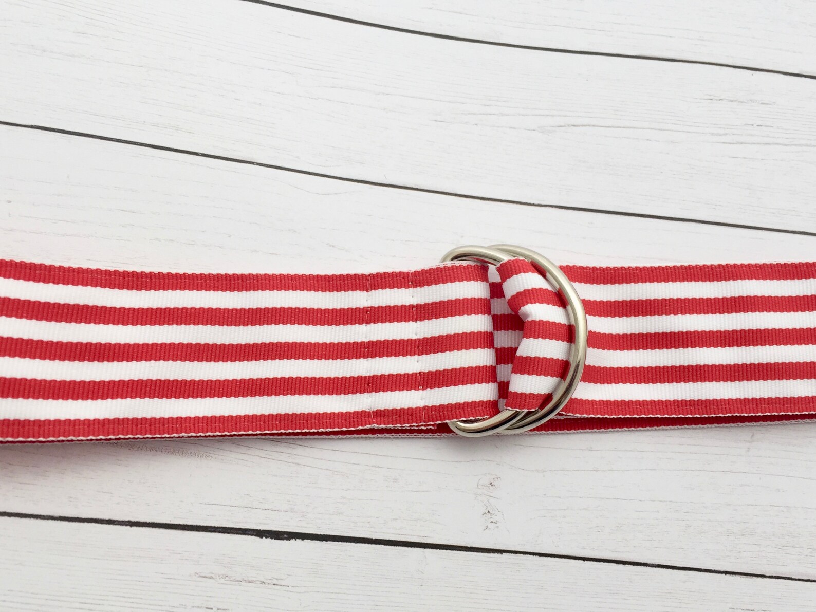 Women's Red and White Striped Grosgrain Ribbon Belt Etsy