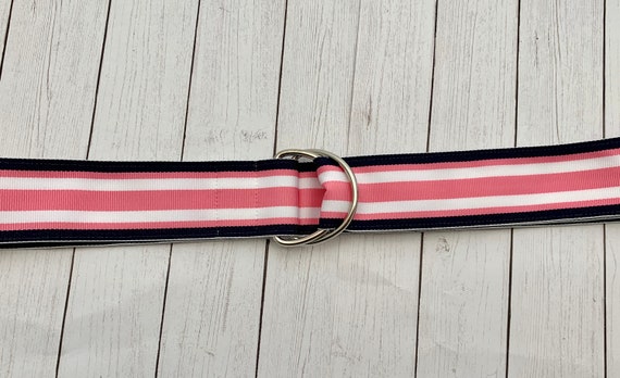 Women's Pink and Navy Blue Striped 
