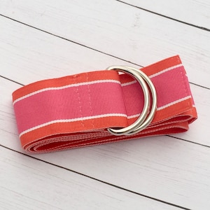 Riggs and Bancroft Summery Orange Fabric Striped Belt with Silver Rings Riggs and Bancroft | Accessories | Riggs And Bancroft  main image 4