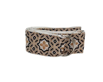 J Crew Y2k 100% Silk Belt Black White Damask Print Gold Tone  display picture 3