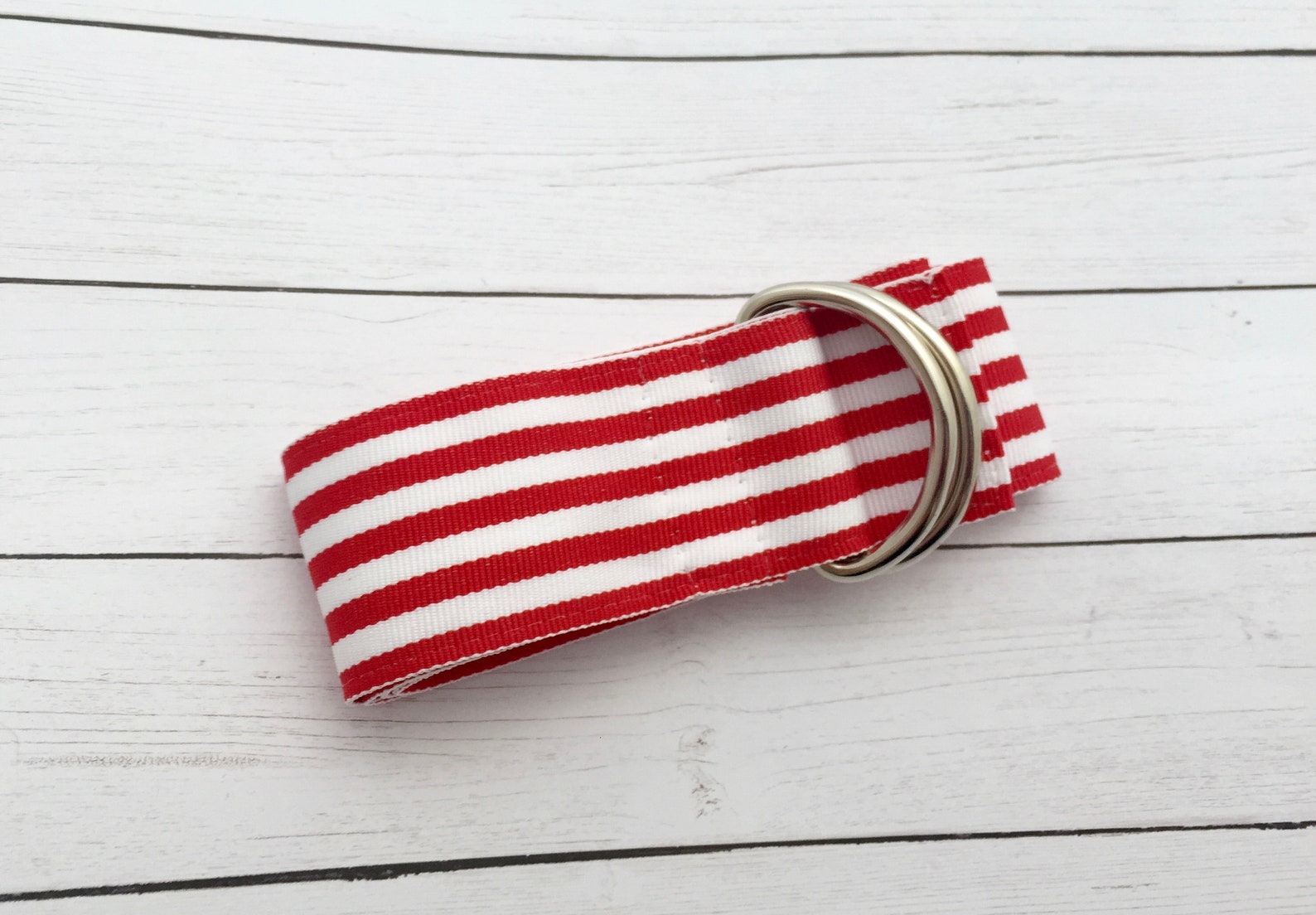 Women's Red and White Striped Grosgrain Ribbon Belt Etsy