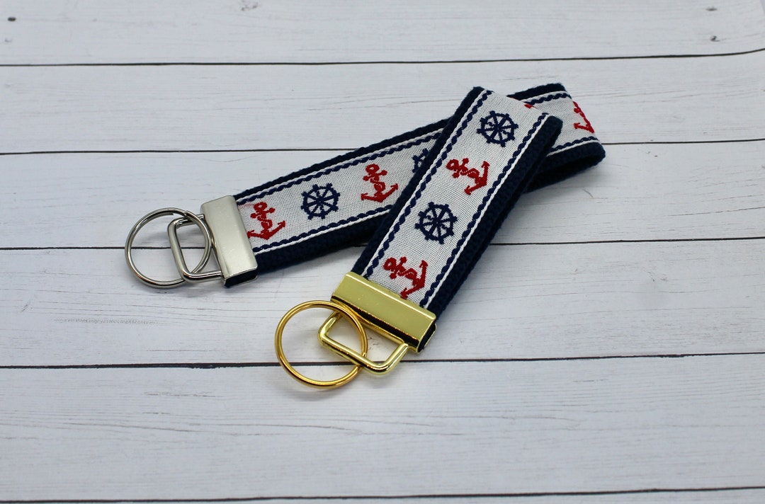 Blue, White, and Red Anchor Key Chain With Gold or Silver Hardware - Etsy