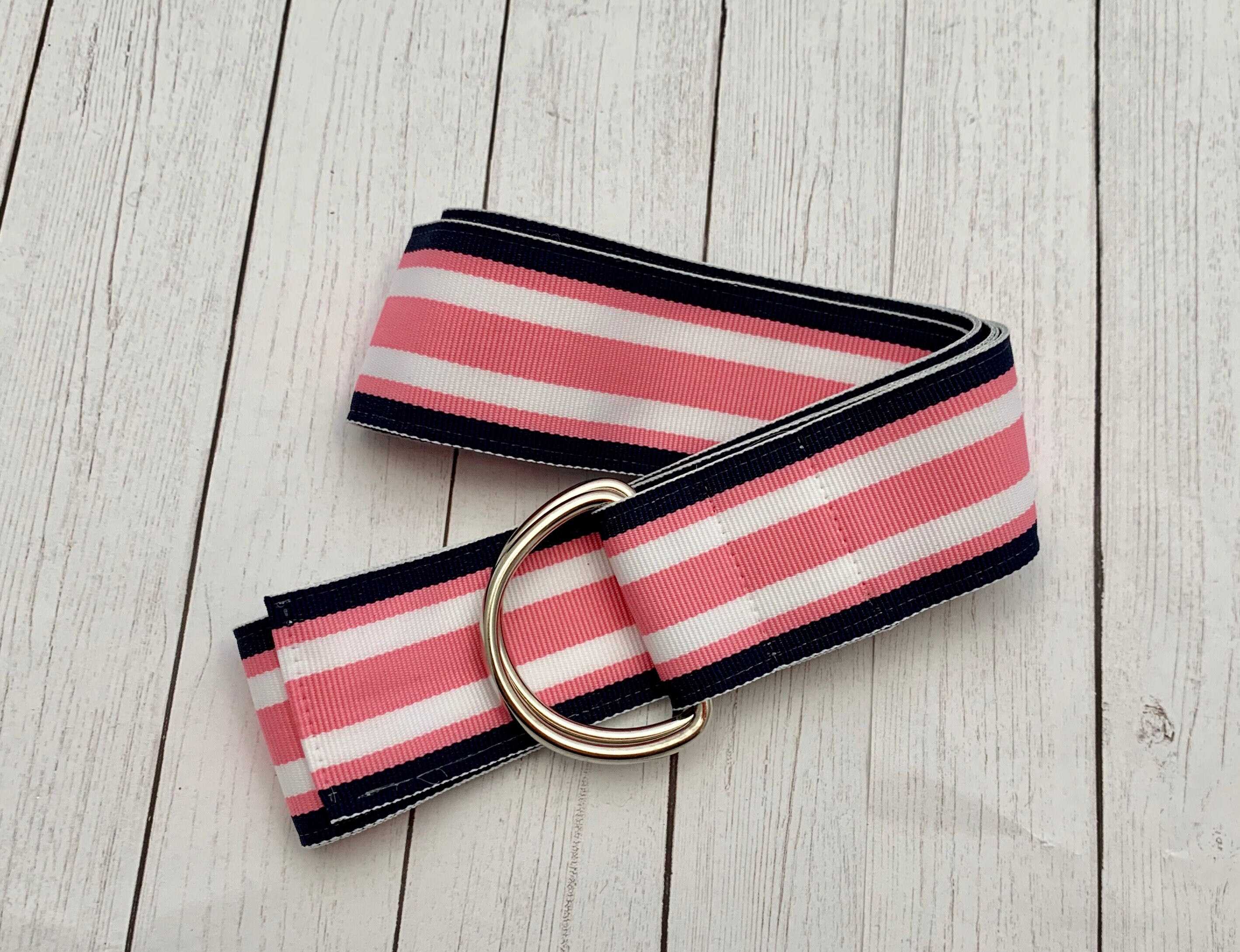 Women's Pink and Navy Blue Striped 