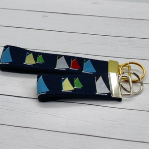 Sailboat Key Chain with Navy Webbing