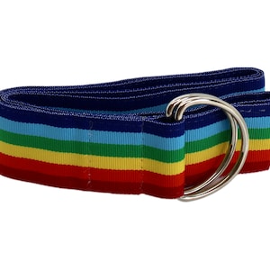 Men&#39;s Rainbow Striped Ribbon Belt with Gold or Silver Hardware