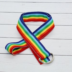 Children&#39;s Rainbow Striped D-Ring Ribbon Belt, Unisex Belt