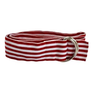 Red and white Striped Grosgrain Ribbon Belt with Gold or Silver Hardware