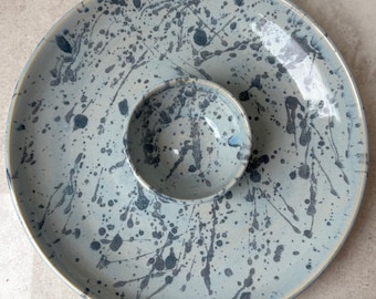 handmade ceramic chip & dip | serving plate | snack dish