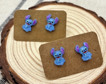 Pendientes de botón hechos a mano con puntada plateada, antideslustre