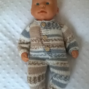 Handknitted Doll Clothes. All in one for 13"-15" Doll. Multi colour.