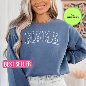 Mama Crewneck Sweatshirt, Personalized Gift for Mom, Trendy Sweatshirt, Mother&#39;s Day Gift, Custom Sweatshirt, Mom Apparel, Mama, Mother