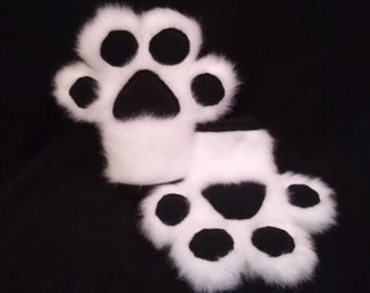 HIGH QUALITY flat white and black fursuit handpaws for fursuits (cosplay, fursuits, custom fursuits, fursuit part, custom cosplay part)