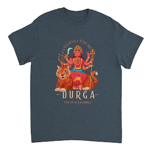 Durga Mata With Lion and Hindu Trident Heavyweight Unisex Crewneck T-shirt