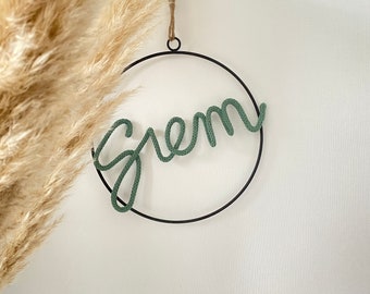 Name pendant, Punnik name, maternity gift, baby room, knitted wire word, personalized gift, custom names, happy name, baby names, tricotin, wall decor