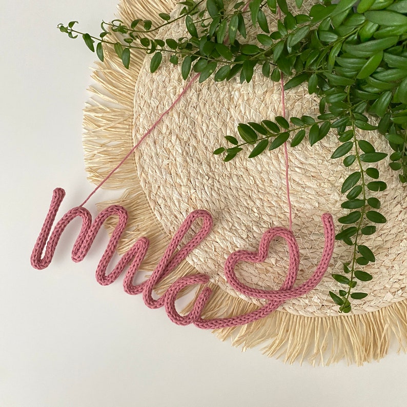 Punniknaam, Punnikwoord, wire name, maternity gift, baby room, personalized gift, knitted wire word, custom names, happyname, baby names, new born image 1