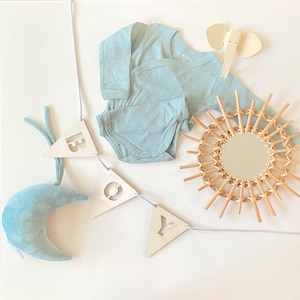 Línea de bandera de madera, línea de bandera, personalizado, regalo de maternidad, accesorios de guardería, baby shower, guirnalda de letras, letras de madera, happyname