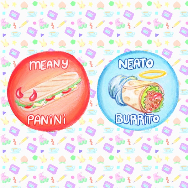 Meany panini & Neato burrito button