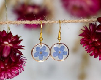 Forget-me-knot Gold Circle  Earrings