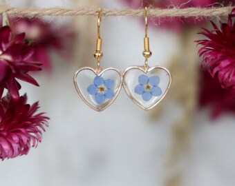 Heart Shaped Forget-me-not Earrings