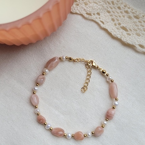 Colorful pearl bracelet, gift for her, pearl jewelry, freshwater pearls, natural stone bracelet, best friend gift, sunstone