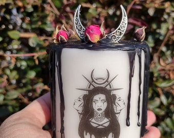 Hecate Candle, Hecate Altar Candle, Honor Hecate, Hecate Statue, Hecate Wheel, Hecate Key, Altar Candle, Hecate Ritual Candle, Spell Candle