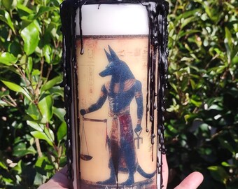 Anubis Pillar Candle | Egyptian God Altar Decor, Spiritual Protection (3x6)