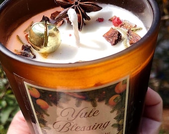 Yule Candle: Winter Scented Soy Wax Candle with Herbs