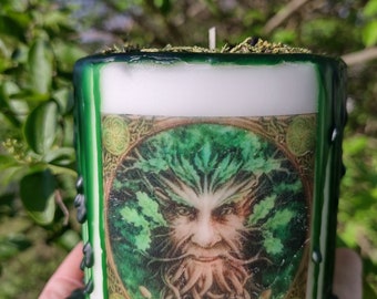 Green Man Candle, The Green Man, Green Man, Cernunnos, Celtic God, Green Man Decor, Diety Candle, Goddess Candle, Pagan, Pagan Decor, Garden