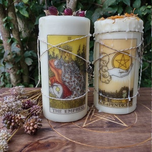 Tarot Candle, Tarot Card Candle, Witchy Decor, Intention Candle ,Tarot Cards, Ritual Candle, The Lovers Candle, Goddess Statue, Altar Decor