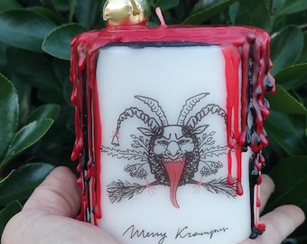 Merry Krampus Candle - Yule Pagan Altar Decor