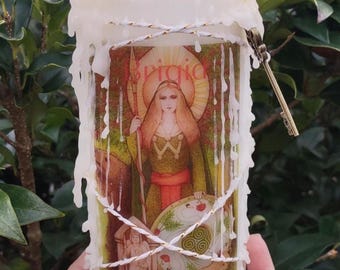 Brigid Altar Candle – Hand-Dressed 3x6 Pillar for Imbolc