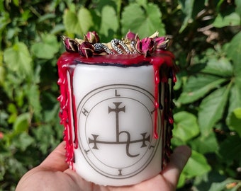 Lilith Devotion Pillar Candle: Red & Black, Snake Charm Altar Decor