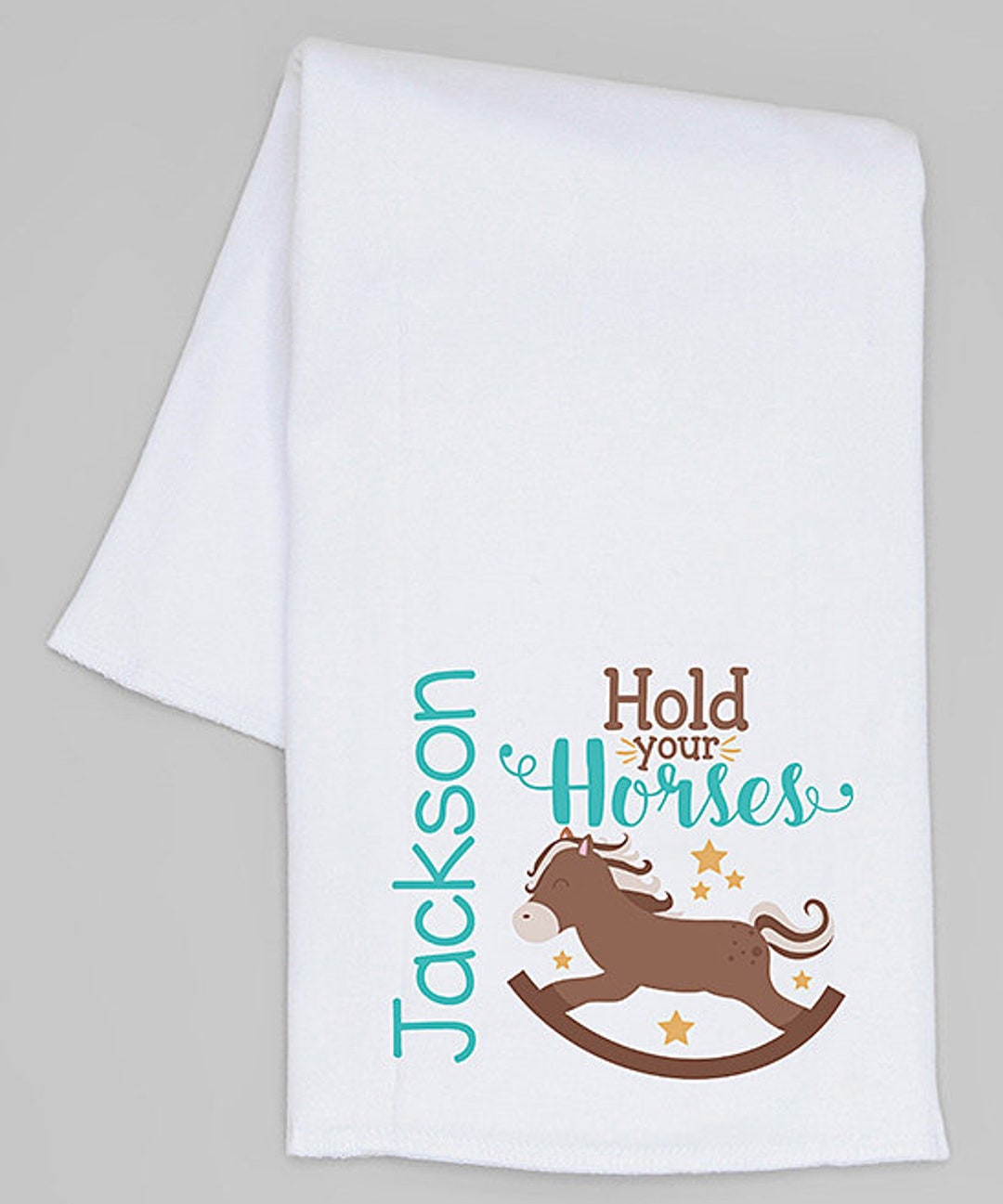 Personalized Rocking Horse Baby Boy Burp Cloth Etsy