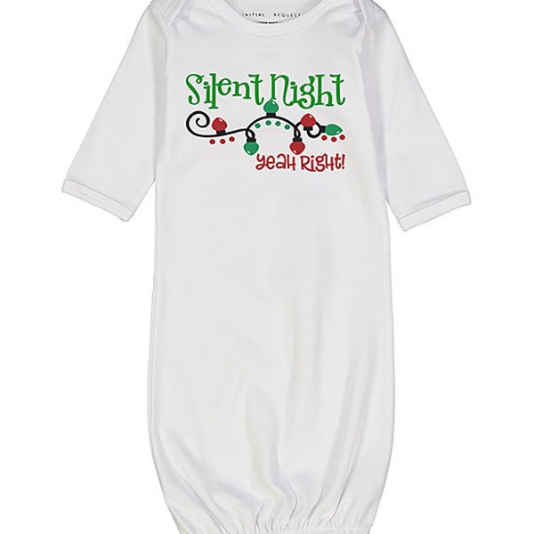 Christmas Baby Gown Holiday Gender Neutral Infant Gown Silent Night Girls Boys