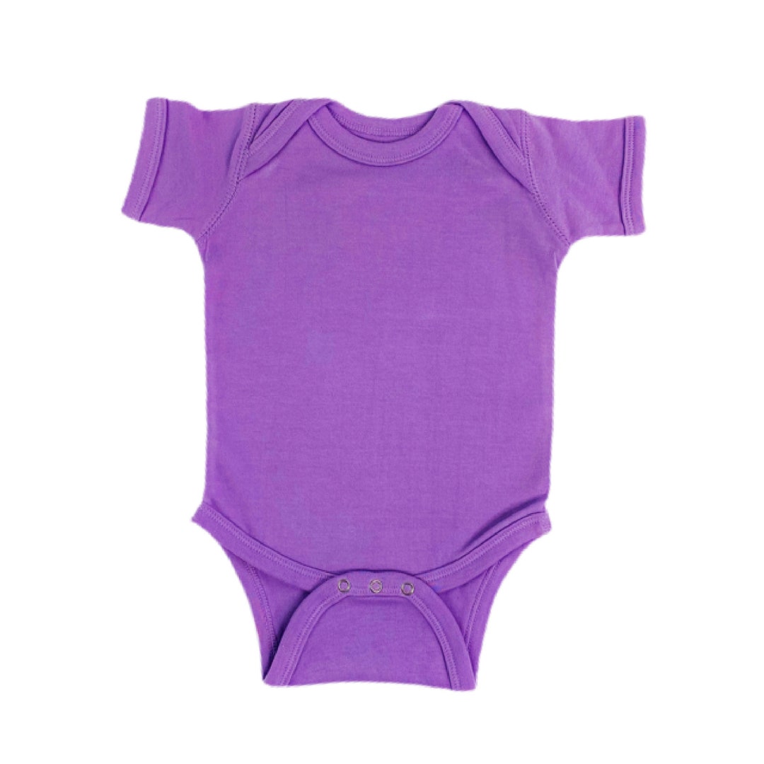 Purple Short Sleeve Bodysuit, Cotton Baby Blank, Baby Bodysuit, DTG
