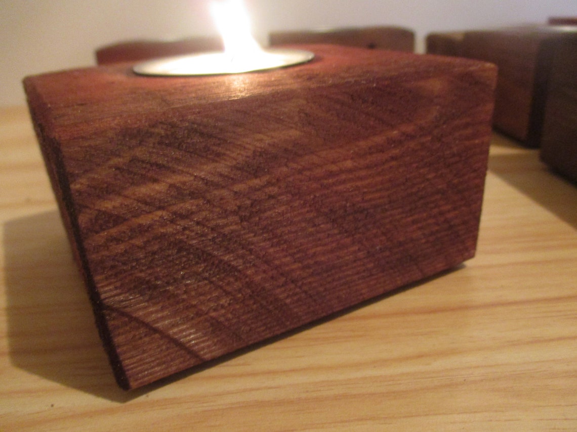 Single Wooden Tea Light Holder Made From Reclaimed Wood. Etsy