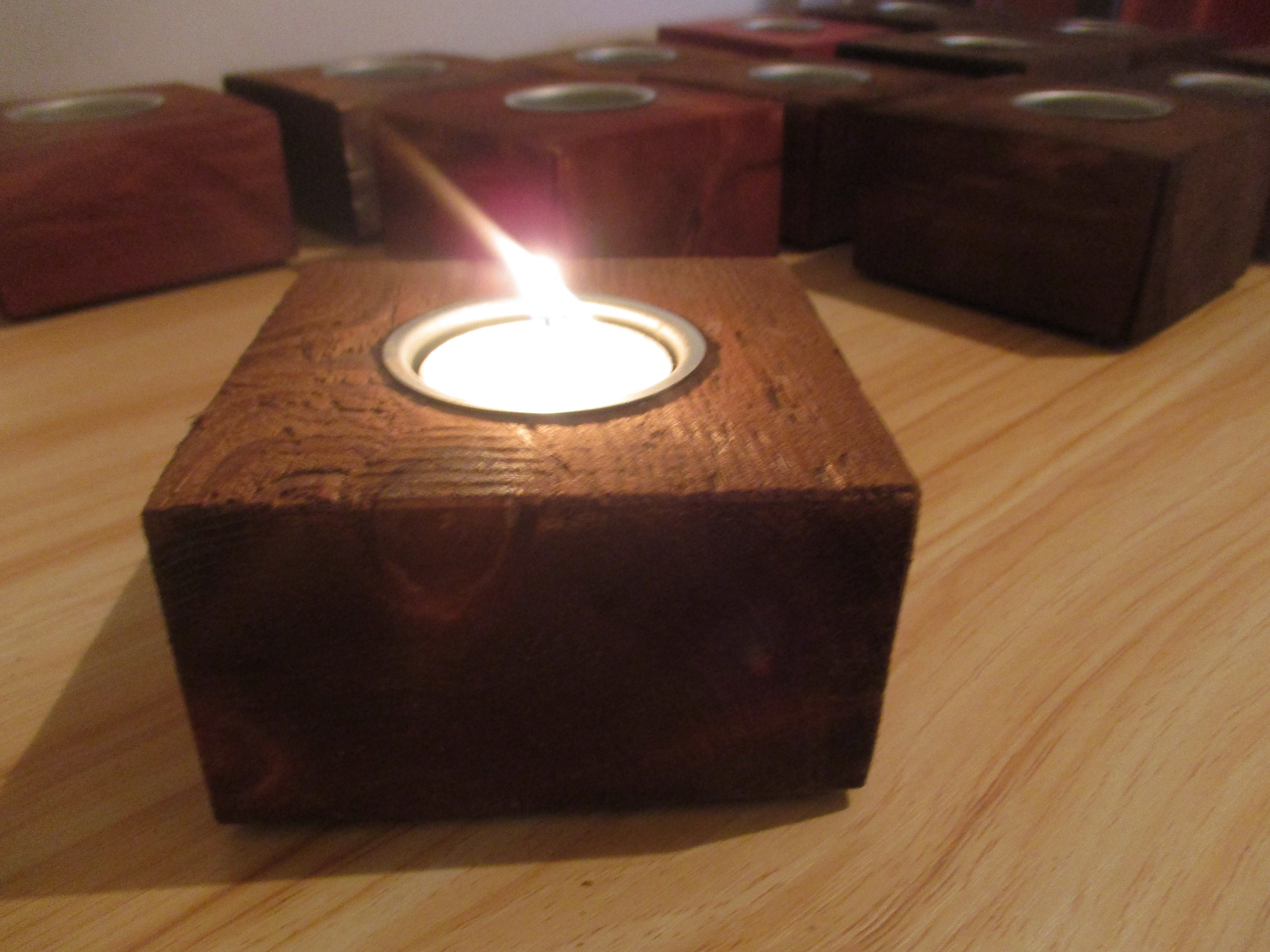 Single Wooden Tea Light Holder Handmade From Reclaimed Wood Etsy UK